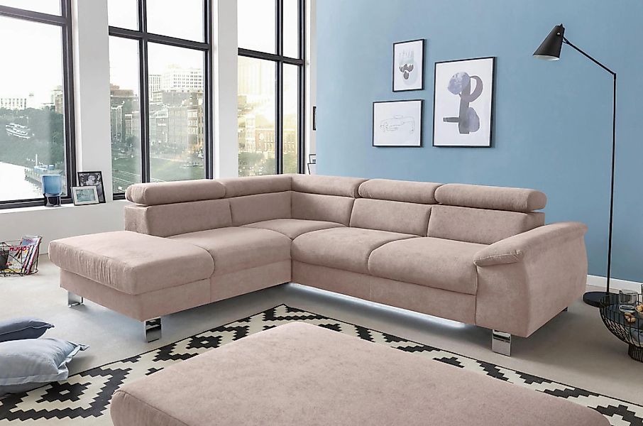 COTTA Ecksofa "Komaris L-Form, B: 249 cm" mit Kopfteilverstellung, optional günstig online kaufen