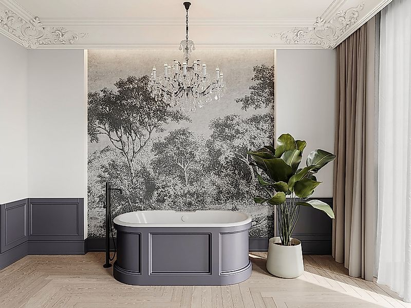 Freistehende Badewanne - Landhausstil - 161 L - 152 x 74 x 60 cm - Grau mat günstig online kaufen