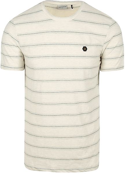 No-Excess T-Shirt Crewneck Jacquard Stripes Ecru - Größe 3XL günstig online kaufen