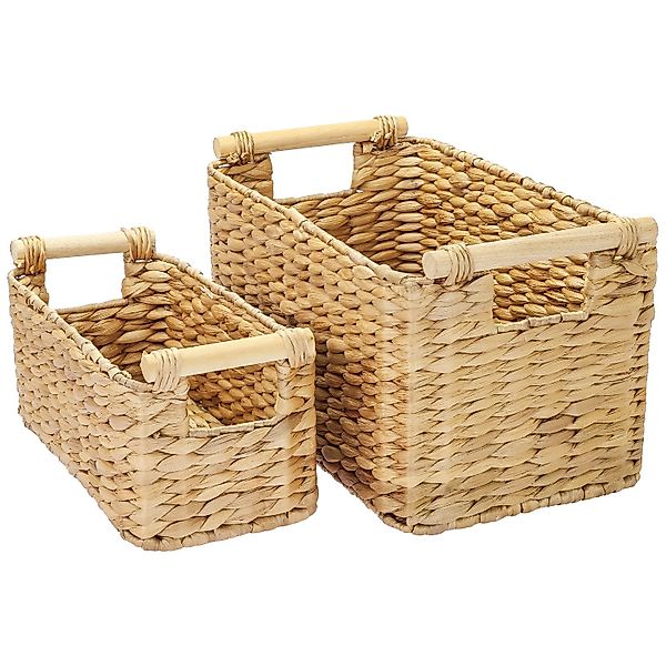 HMF Aufbewahrungskorb Aufbewahrungskorb mit Holzgriffen, Badezimmer günstig online kaufen