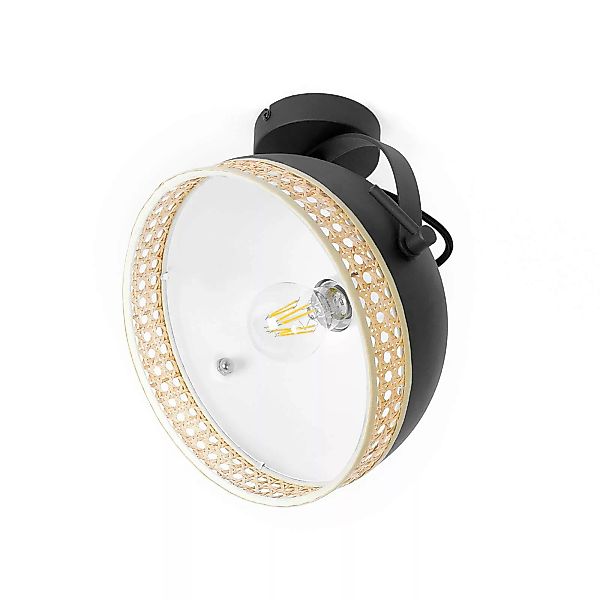 Lindby Lonnaris Deckenlampe mit Rattan, schwenkbar günstig online kaufen