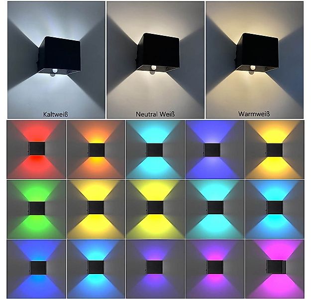 Jibenhome LED Wandleuchte RGB Wandlampe Innen Bewegungsmelder Akku Aufladba günstig online kaufen