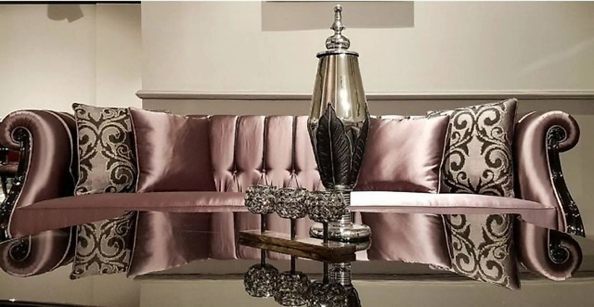 Casa Padrino Chesterfield-Sofa Luxus Barock Chesterfield Sofa Rosa / Schwar günstig online kaufen