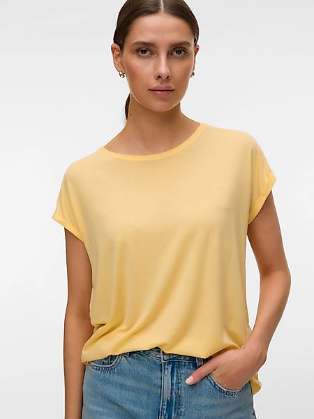 Vero Moda Rundhalsshirt "VMAVA PLAIN SS TOP GAJRS NOOS" Materialmix, regula günstig online kaufen