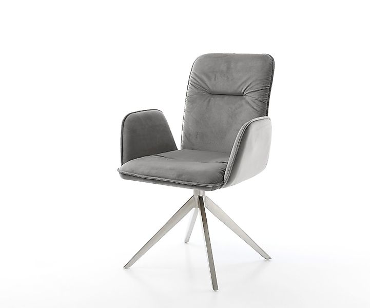 Drehstuhl Vinja-Flex Samt Grau Kreuzgestell breit Edelstahl 360° drehbar Wi günstig online kaufen