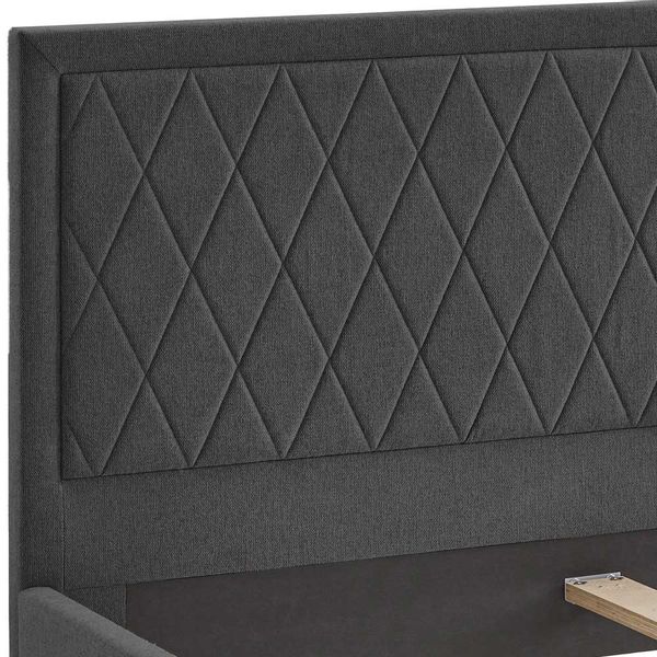 Polsterbett Anthrazit Doppelbett aus Webstoff Vierfußgestell aus Holz günstig online kaufen