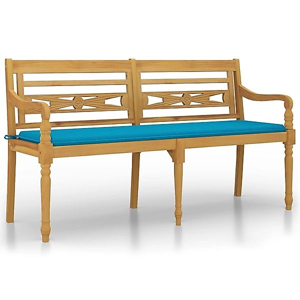 Vidaxl Batavia-bank Mit Blauem Kissen 150 Cm Massivholz Teak günstig online kaufen