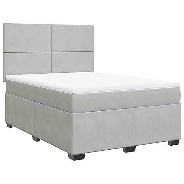 vidaXL Boxspringbett mit Matratze Hellgrau 160x200 cm Samt 3293248 günstig online kaufen