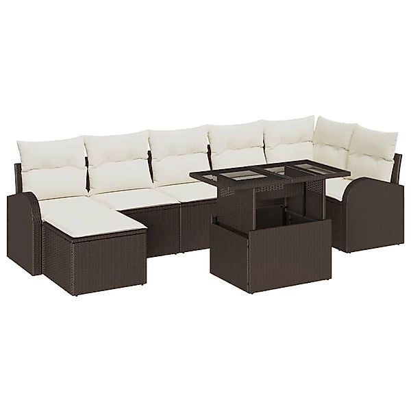 vidaXL Garten-Sofa-Set mit Speicher 8-Tlg Braun Poly Rattan 3357421 günstig online kaufen