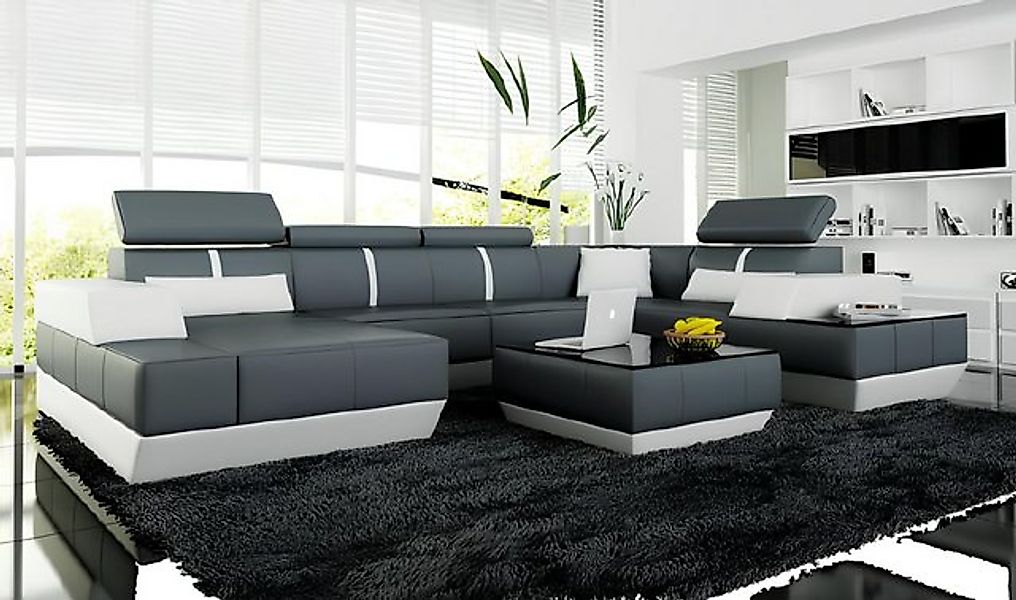 Xlmoebel Ecksofa Neues Ecksofa aus Leder mit USB-Anschluss für das Wohnzimm günstig online kaufen