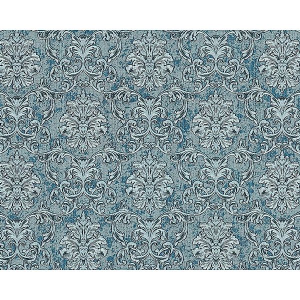 EDEM 6001-95 Barock Tapete Ornament glitzernd Türkis Silber Petrol 1,06 m x günstig online kaufen