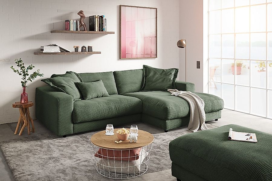 KAWOLA Ecksofa MADELINE, Sofa Cord Longchair günstig online kaufen