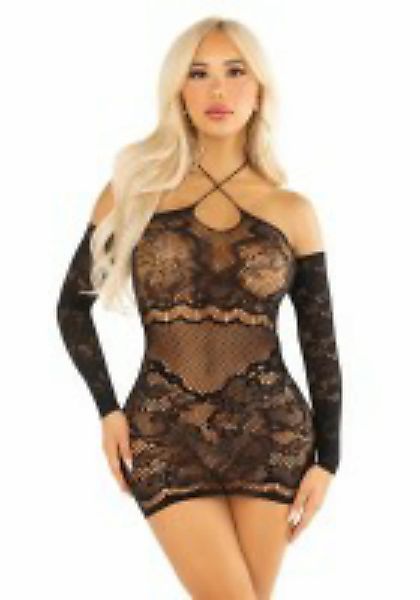 Minikleid aus Spitze und Netz mit Doppelträgern günstig online kaufen