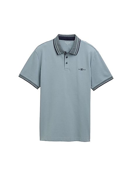 TOM TAILOR T-Shirt polo with print grey mint günstig online kaufen