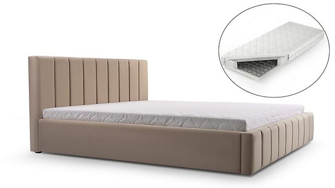 MOEBLO Polsterbett Bett 01 mit Matratze H3 (Polsterbett mit Bettkasten & Ma günstig online kaufen