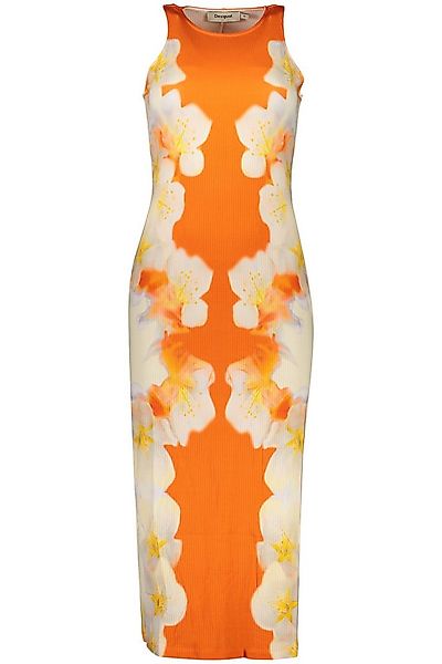 Desigual Partykleid Langes Damenkleid in Orange mit Kontrastdetails und Dru günstig online kaufen