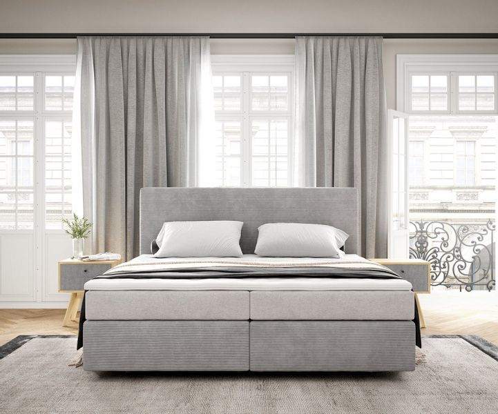 DELIFE Boxspringbett Dream-Well, Cord Silbergrau 180x200 günstig online kaufen