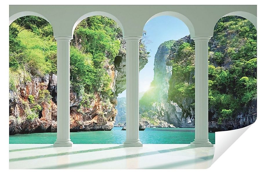 Wallarena Fototapete 3D EFFEKT Terrasse Wasserfall Vlies Tapete Wohnzimmer günstig online kaufen