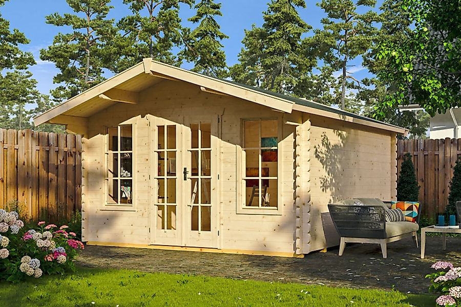 Skan Holz Holz-Gartenhaus Trondheim 2 Natur 380 cm x 380 cm günstig online kaufen