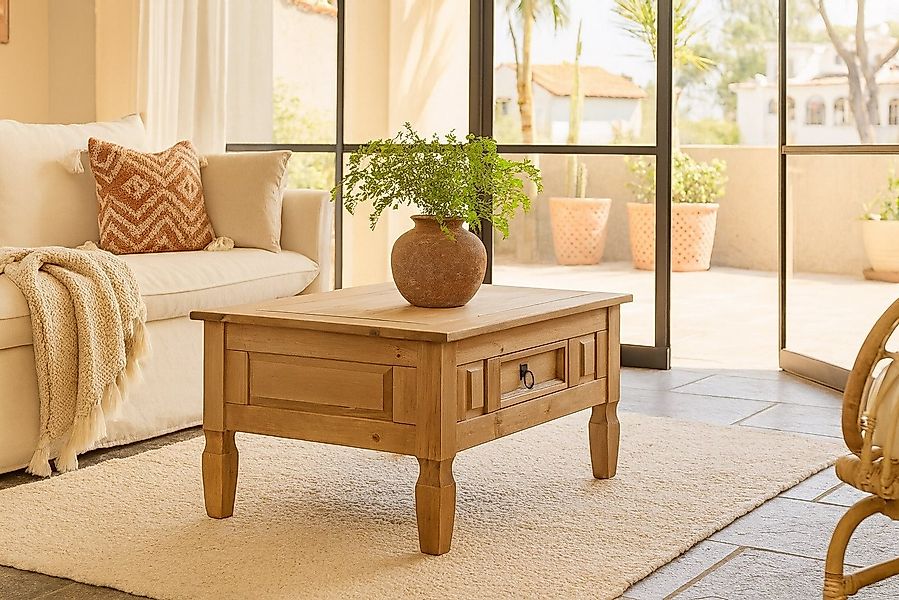 SAM® Couchtisch Torreon, massives Kiefernholz, mit Schublade, im Mexico-Sty günstig online kaufen