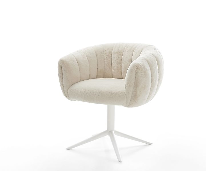 Drehstuhl Jada-Flex Plüsch Creme-Weiß Fußkreuz Weiß 360° drehbar Wippfunkti günstig online kaufen