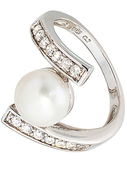 JOBO Perlenring "Ring mit Perle und Zirkonia", 925 Silber rhodiniert günstig online kaufen
