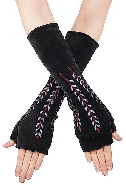 PUREWONDER Armstulpen Bestickte Armstulpen aus Samt, Pulswärmer Handstulpen günstig online kaufen