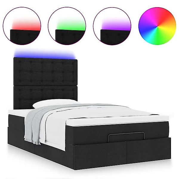 vidaXL Bett Ottoman-Bett mit Matratze & LEDs Schwarz 120x190 cm Stoff günstig online kaufen