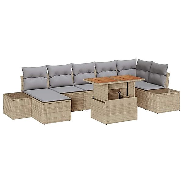 vidaXL Garten-Sofa-Set mit Speicher 8-Tlg Beige Poly Rattan 3358730 günstig online kaufen