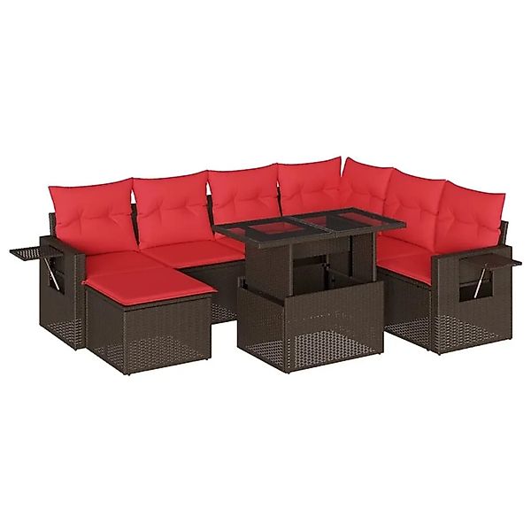 vidaXL 8-Tlg Gartensofa-Set mit Kissen Braun Polyrattan 3268074 günstig online kaufen