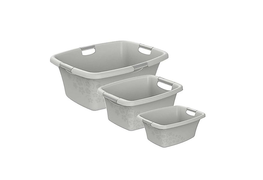 ROTHO Wäschewanne Flowers Wäschekorbset 3 tlg. 12l 25l 50l, Kunststoff (PP) günstig online kaufen