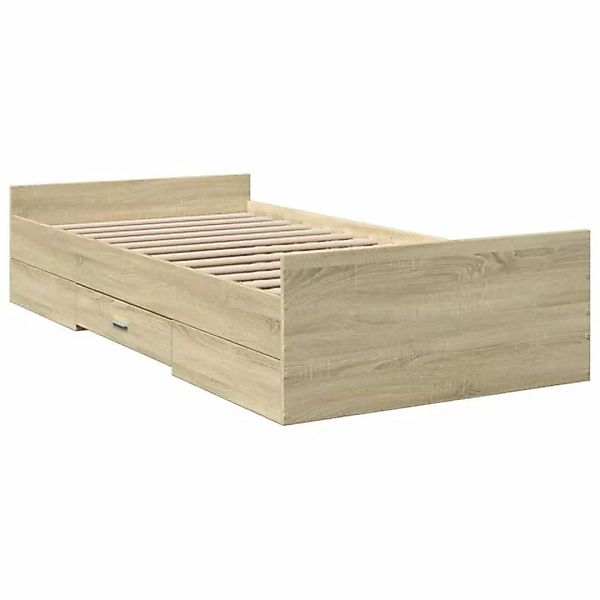vidaXL Bett Bettgestell mit Schubladen Sonoma-Eiche 90x190 cm Holzwerkstoff günstig online kaufen
