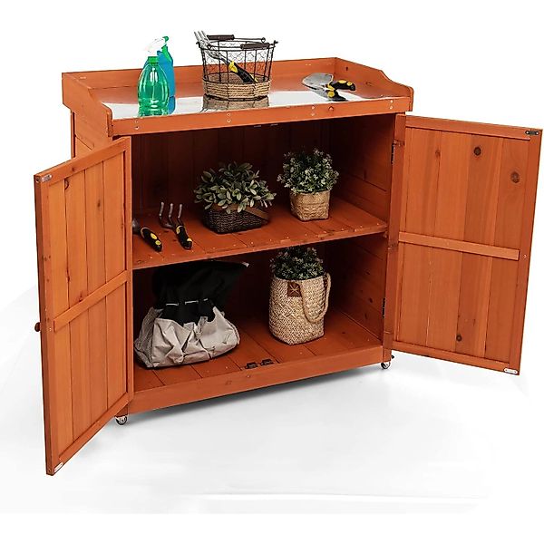 Costway Gartenschrank Holz Lagerschrank Garten 98,5x48x100cm günstig online kaufen