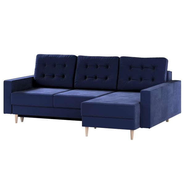 Ausklappbares Ecksofa Svein, dunkelblau, 224x164x91, Polsterstoffe (RI81) günstig online kaufen
