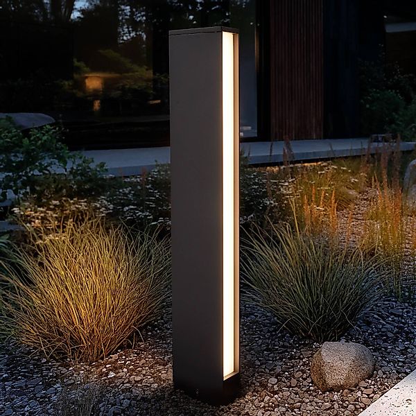 Lucande LED-Wegeleuchte Lirka, 2-flammig, grau, Metall, 60cm günstig online kaufen