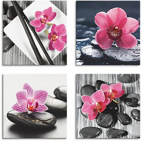 Artland Leinwandbild »Asiatische Komposition Orchidee Zen« Zen 4 Stk. tlg. günstig online kaufen
