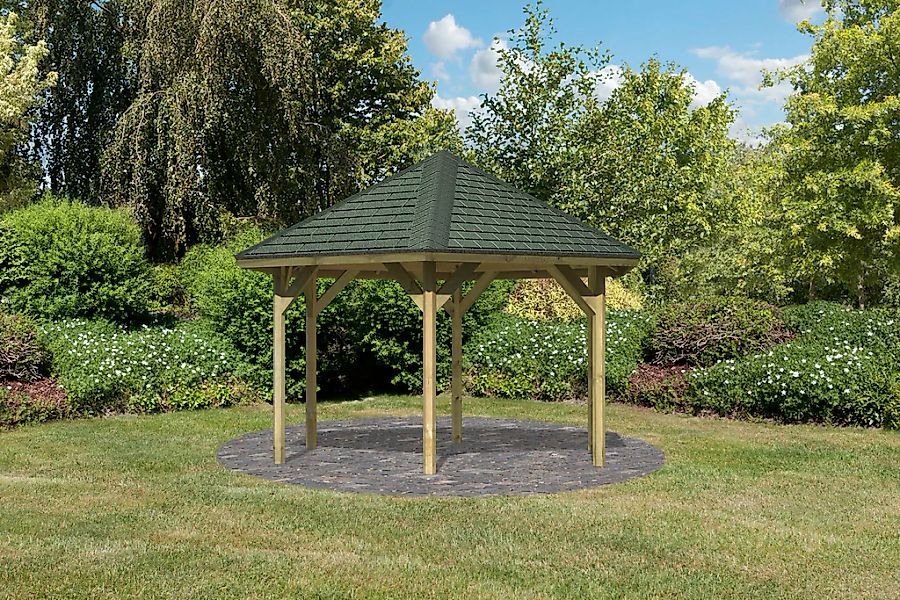 Karibu Pavillon "Oslo 2", (Set), BxTxH: 392x451x315 cm, mit grünen Dachschi günstig online kaufen