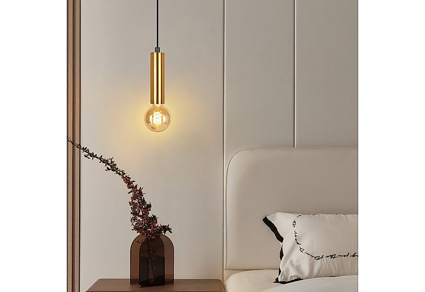 ZMH Pendelleuchte Esszimmer 1 Flammig E27 Gold Hängeleuchte Metall für Schl günstig online kaufen