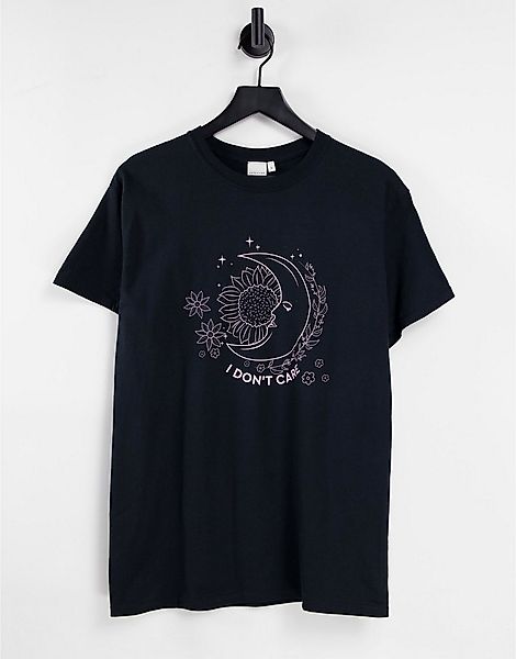 Skinnydip – Oversized-T-Shirt in Schwarz mit Sonnen- und Mondmotiv günstig online kaufen