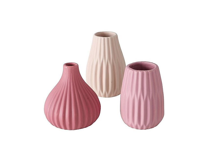 BOLTZE GRUPPE GmbH Dekovase Boltze Vasen Wilma 3-teiliges Set Beige, Rosa, günstig online kaufen
