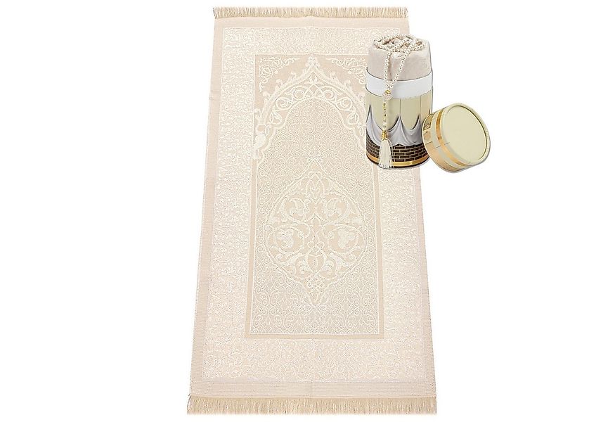 Carpetia Teppich Gebetsteppich Taftstoff mit Geschenkbox creme 65 x 110 cm, günstig online kaufen
