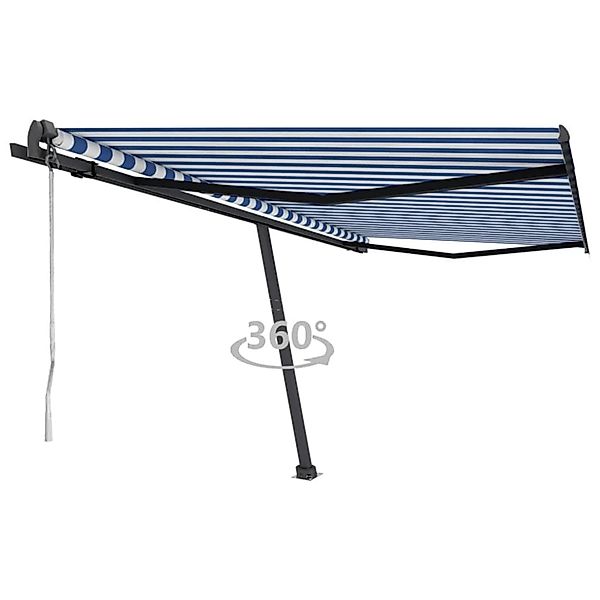 furnicato Standmarkise Automatisch 450x350 cm Blau/Weiß günstig online kaufen