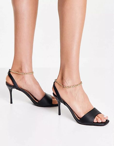 New Look – Sandalen mit Ketten-Knöchelriemen in Schwarz günstig online kaufen