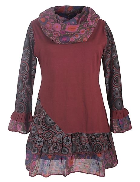 Vishes Midikleid Langarm Mandala Rüschen-Kleid mit günstig online kaufen