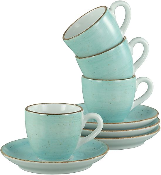 CreaTable Espressotasse »Vintage Nature Aqua, Espresso-Set, 8-tlg.«, (Set, günstig online kaufen