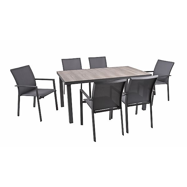 Garden Pleasure Gartenmöbel-Set Rana 7-teilig Anthrazit günstig online kaufen