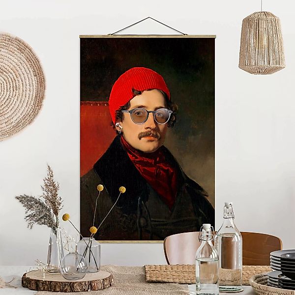 Stoffbild mit Posterleisten Portrait eines Hipsters günstig online kaufen