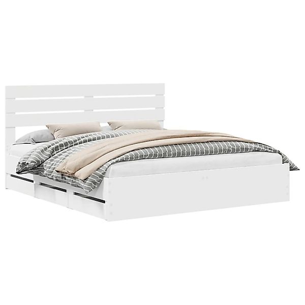 vidaXL Bettrahmen mit Schubladen Weiß 180 x 200 cm Ingenieurs Holz 3411484 günstig online kaufen