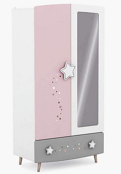 habeig Kleiderschrank Kleiderschrank Himmelssterne #441 rosa/weiß Mädchen K günstig online kaufen