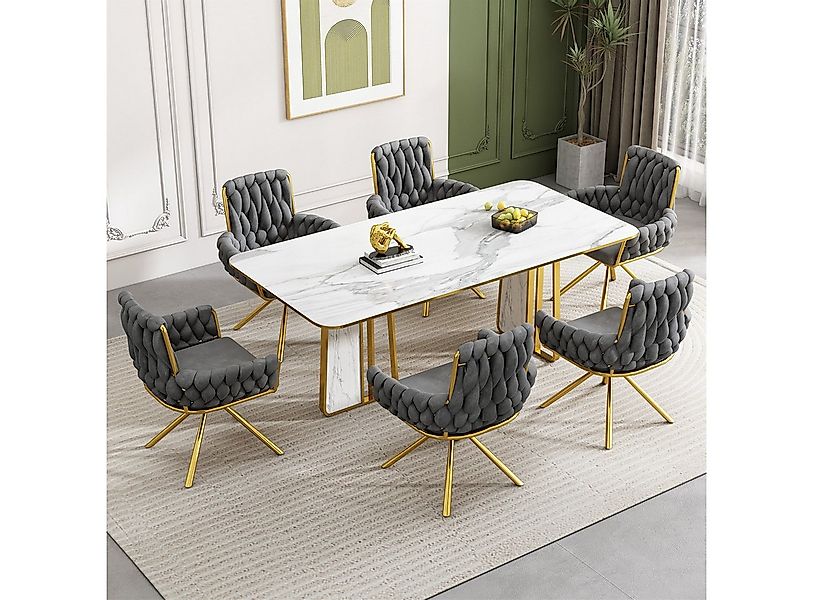 autolock Esszimmerstuhl Samt-Esszimmerstuhl,6er set,Sessel,luxuriöser Drehs günstig online kaufen